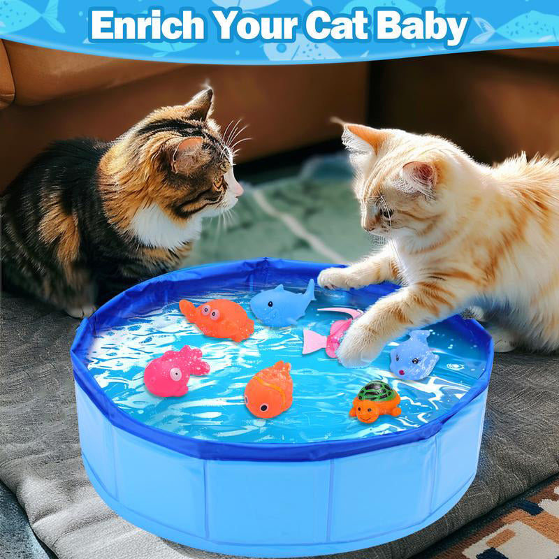 Folding pet pool with toys