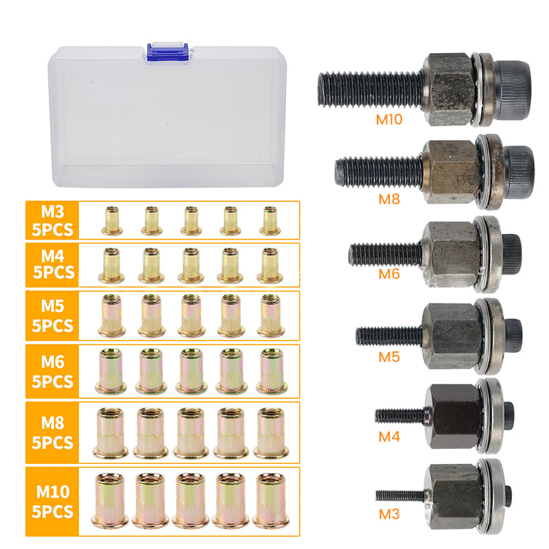 Flat Head Threaded Insert Rivet Nut Set