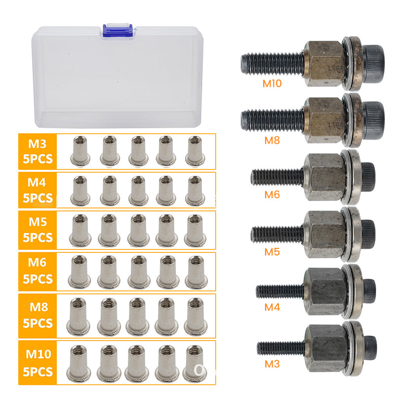 Flat Head Threaded Insert Rivet Nut Set