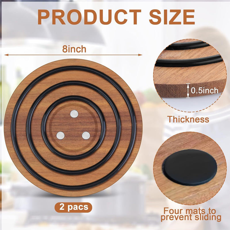 Round Wooden Magnetic Trivet