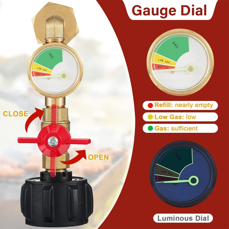 Propane Refill Adapter with Valve & Gauge