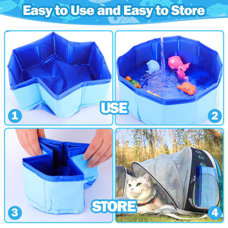 Folding pet pool with toys