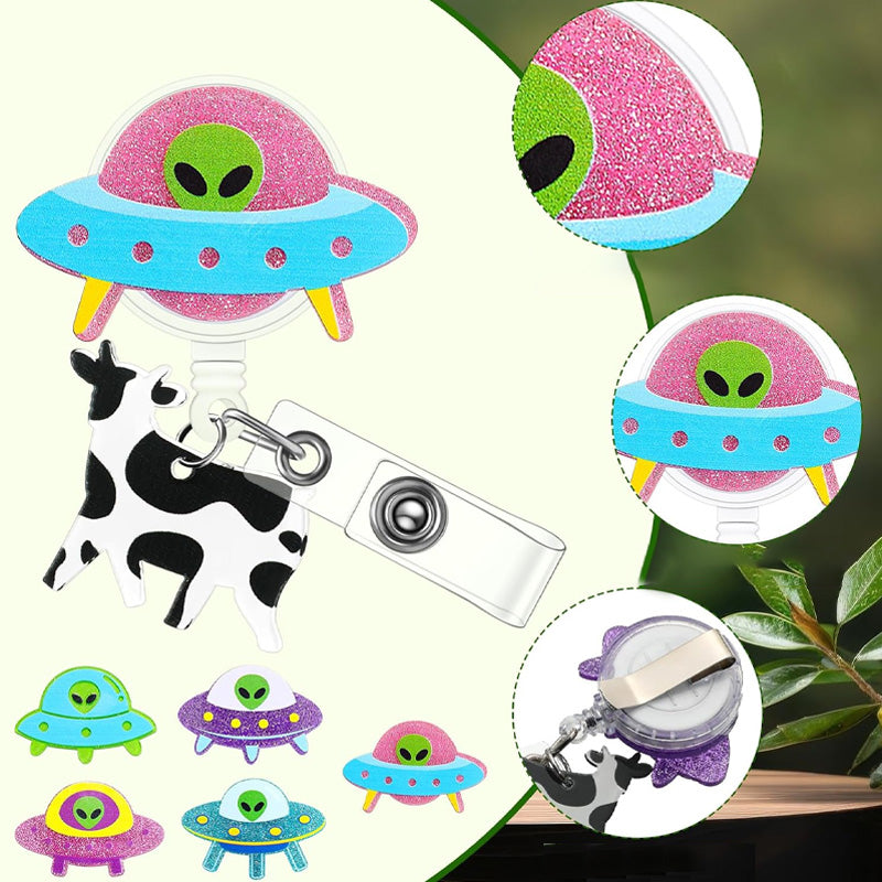 👽UFO Cow Abduction Badge Reel