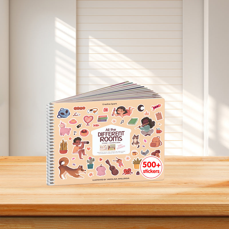 All The Different Rooms Fashion Sticker + Coloring Book