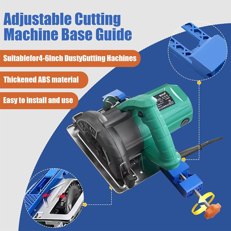 Adjustable cutting machine base guide