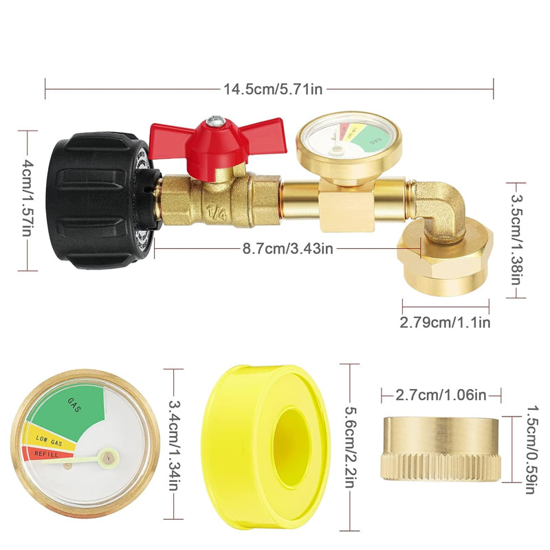 Propane Refill Adapter with Valve & Gauge