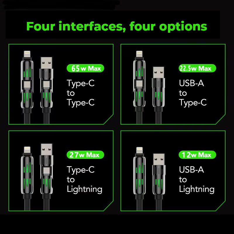 4-in-1 Coiled 240W Rapid Charging Cable