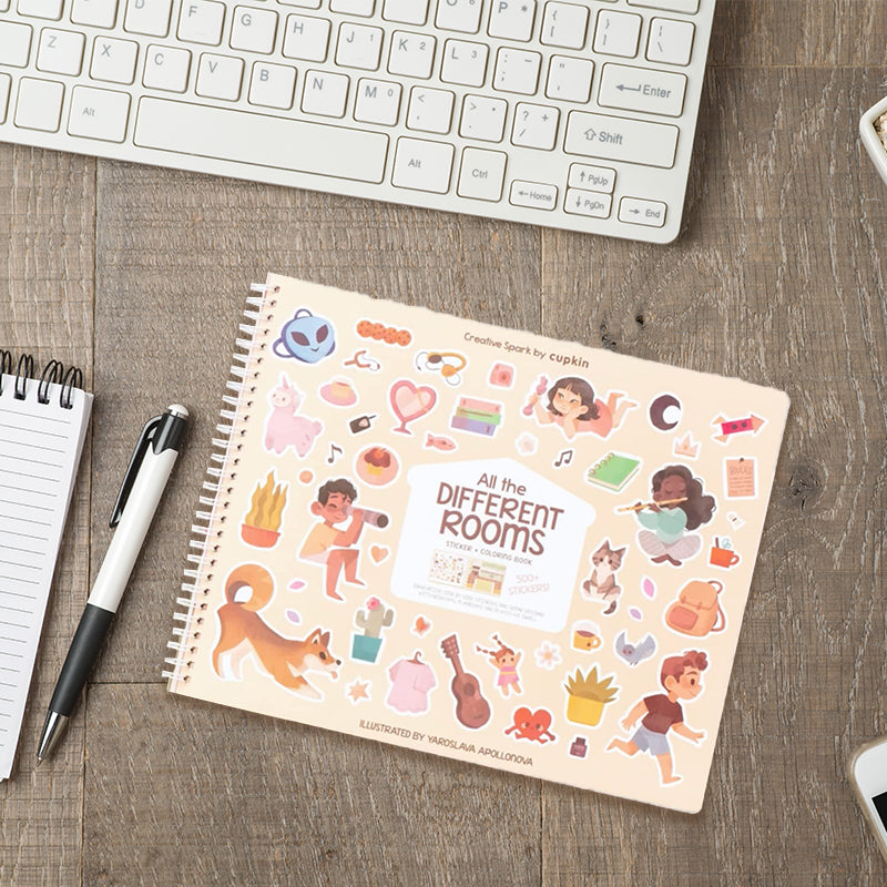 All The Different Rooms Fashion Sticker + Coloring Book