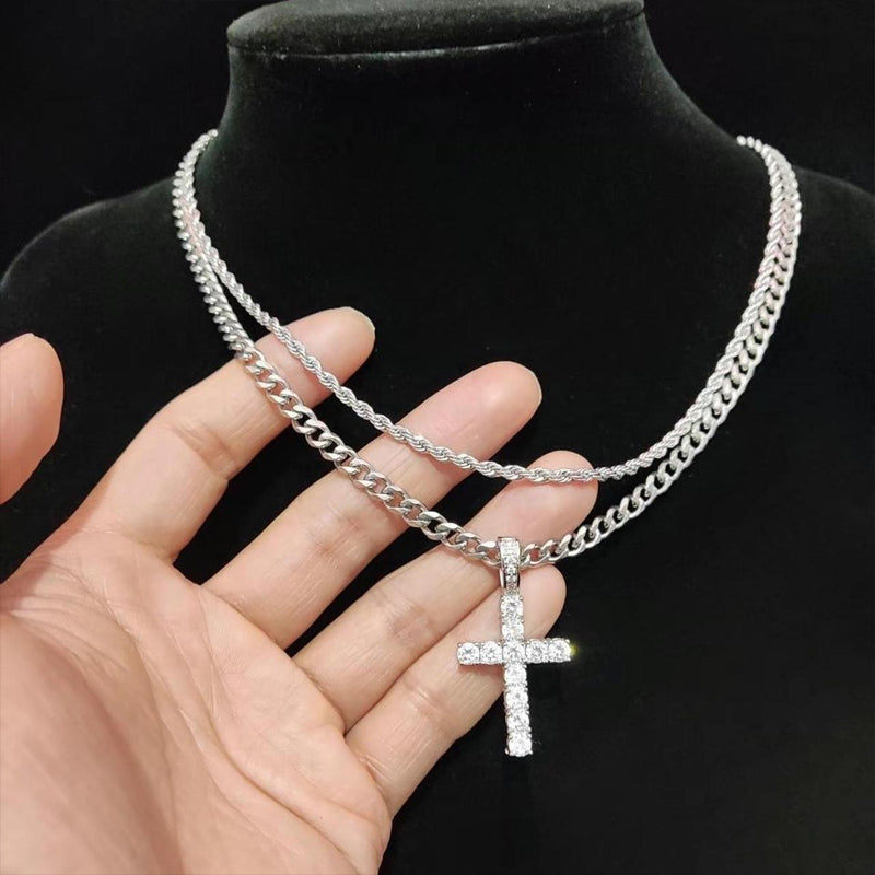 Double Cross Necklace