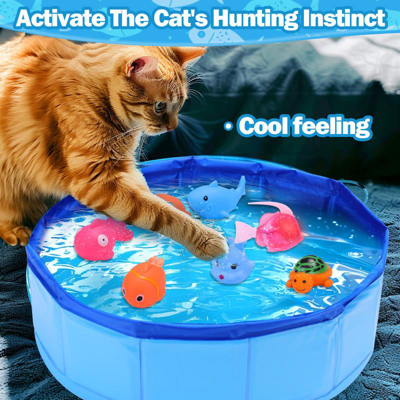 Folding pet pool with toys