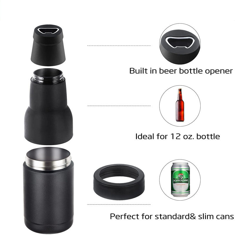 Beer Bottle and Can Cooler with Beer Opener