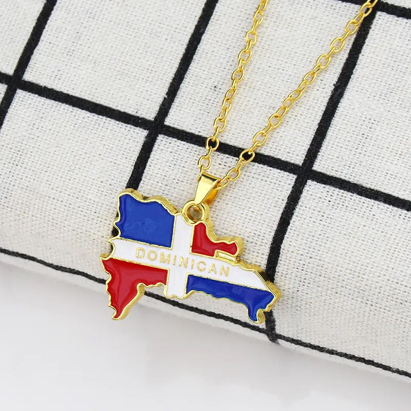 Creative map and flag necklace