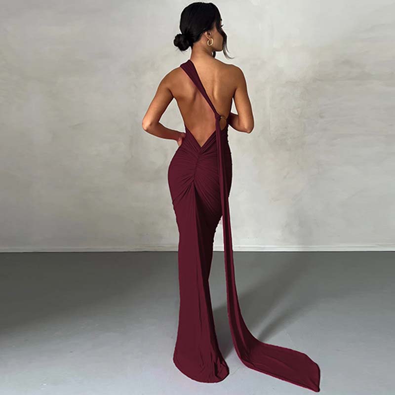 Women's Elegant Backless Halter Neck One-piece Dress