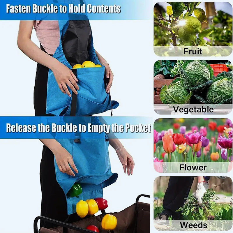 Deep Pocket Gardening Apron With Deep Kangaroo Release Pockets