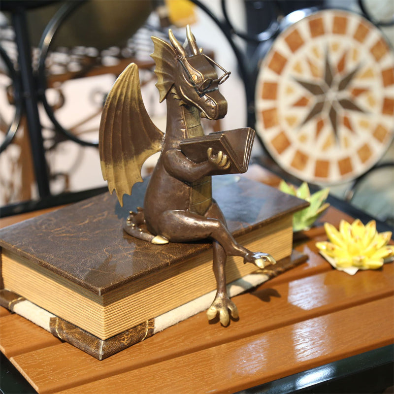 Dragon Reading Book Decorative Statue