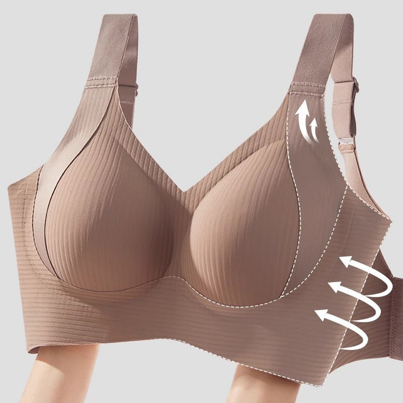 Women's Solid Four-breasted Adjustable Wireless Bra