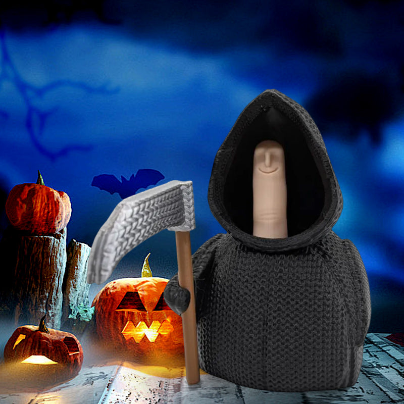 Knitted Grim Reaper Middle Finger Figurine