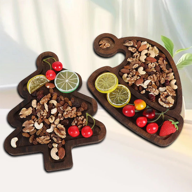 Cute Home Made Wooden Christmas Fruit Dinner Plate