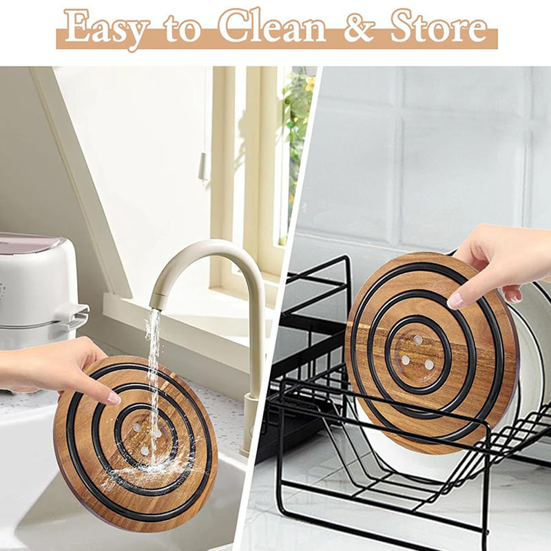 Round Wooden Magnetic Trivet