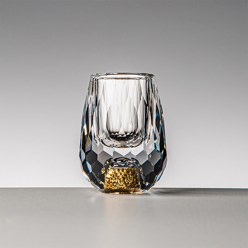 3D Glacier Whiskey Glass Cup Crystal Gold Foil Shot Glasses