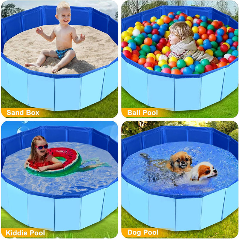 Folding pet pool with toys