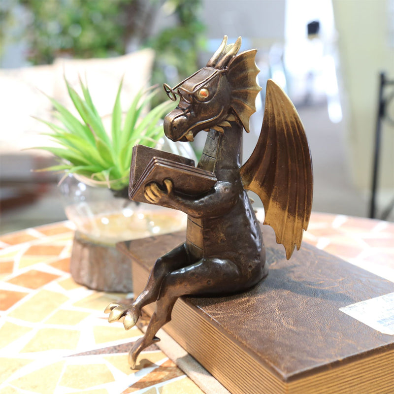 Dragon Reading Book Decorative Statue