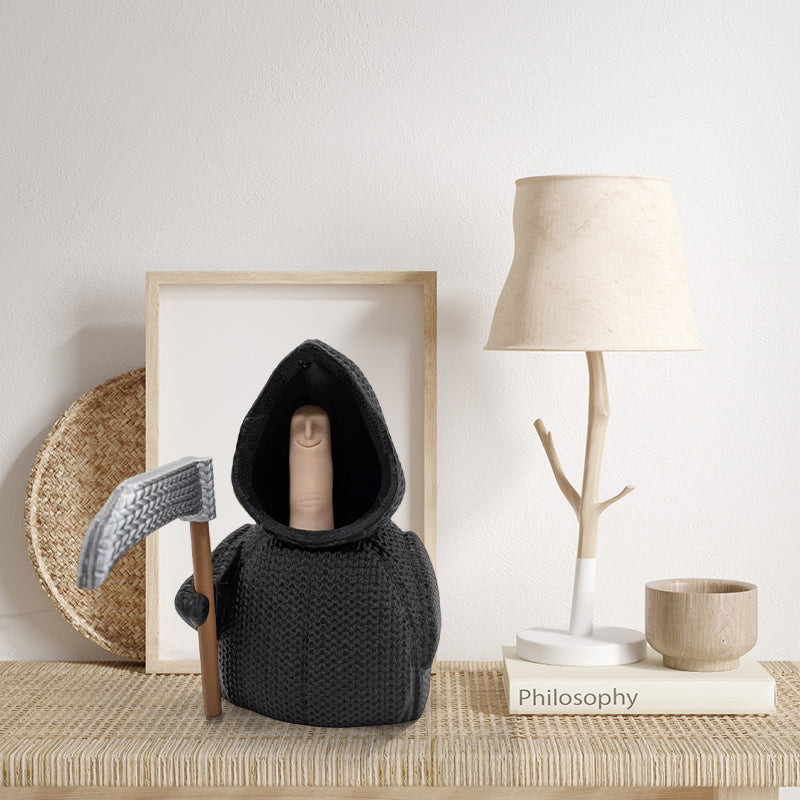 Knitted Grim Reaper Middle Finger Figurine