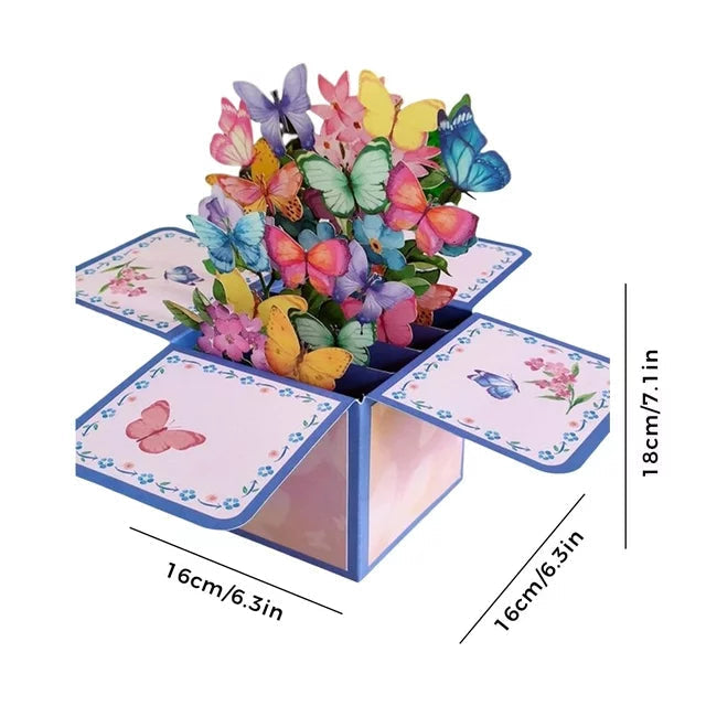 Mors dag rea 3D pop up blombukett kort