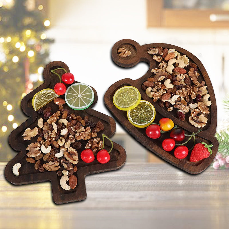 Cute Home Made Wooden Christmas Fruit Dinner Plate