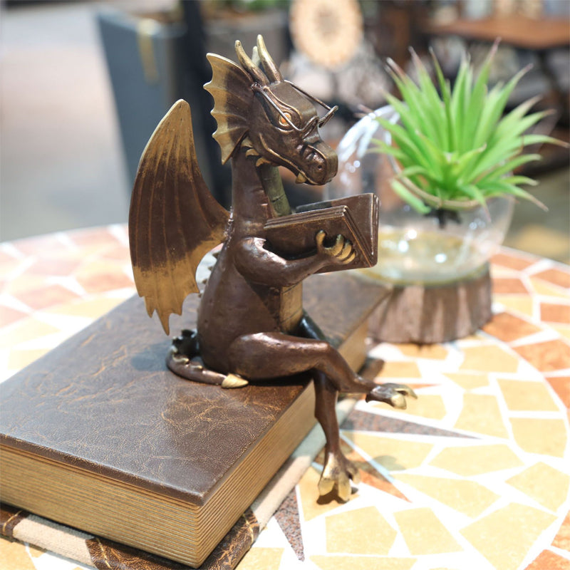 Dragon Reading Book Decorative Statue