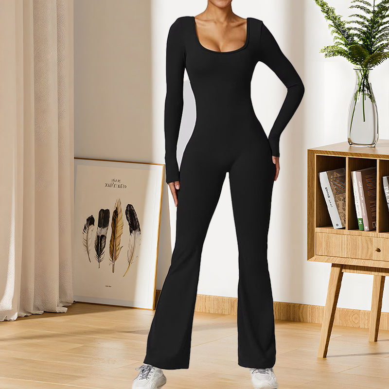 Women's Backless Ruched Sports Jumpsuit