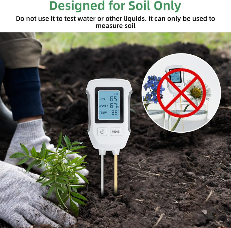 4-in-1 Digital Soil Moisture & PH Meter