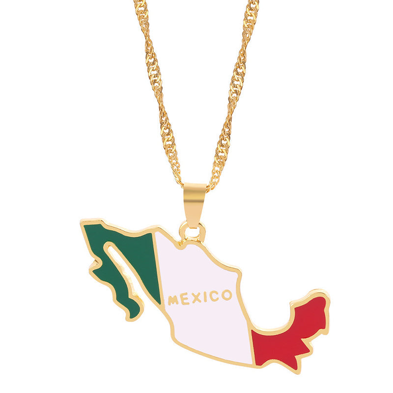 Creative map and flag necklace