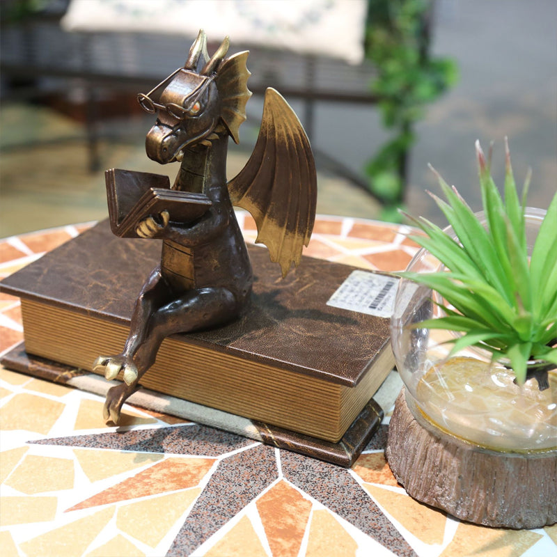 Dragon Reading Book Decorative Statue