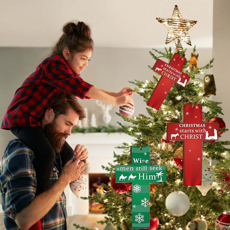 Hanging Wooden Cross Decoration