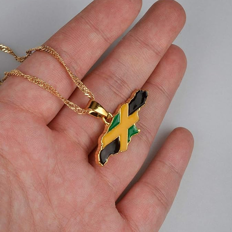 Creative map and flag necklace