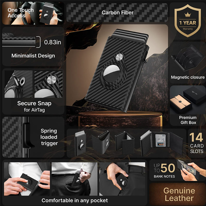 Carbon Fiber Trifold Men's Card Holder