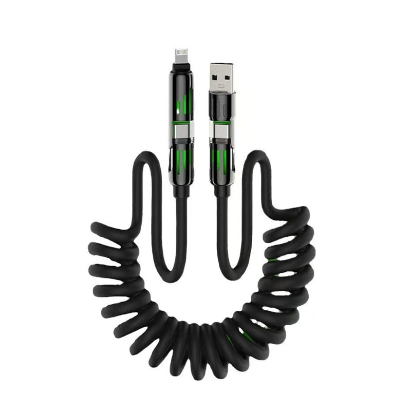 4-in-1 Coiled 240W Rapid Charging Cable