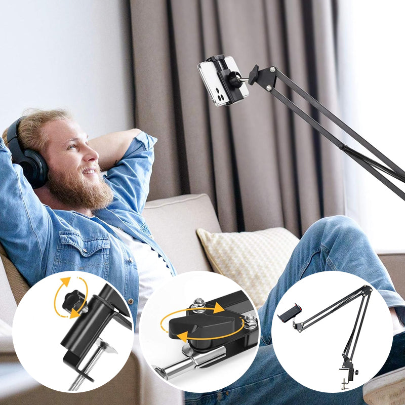 Adjustable Bed Phone Holder with Long Arm Clip - Mount