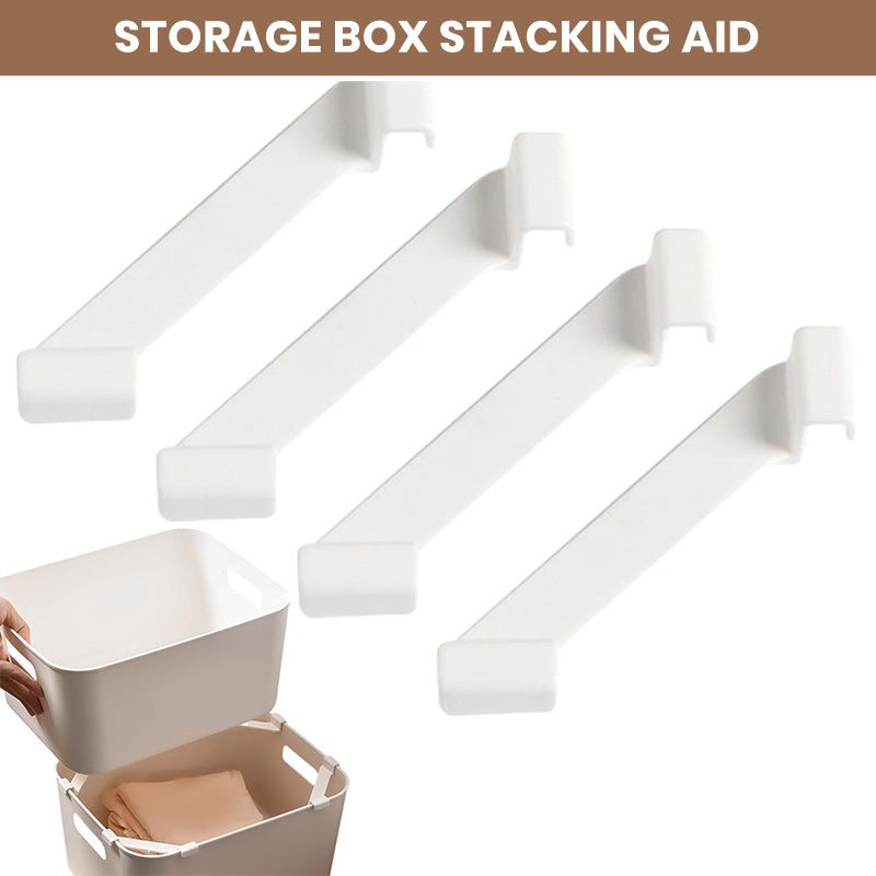 Auxiliary support for stacking storage boxes