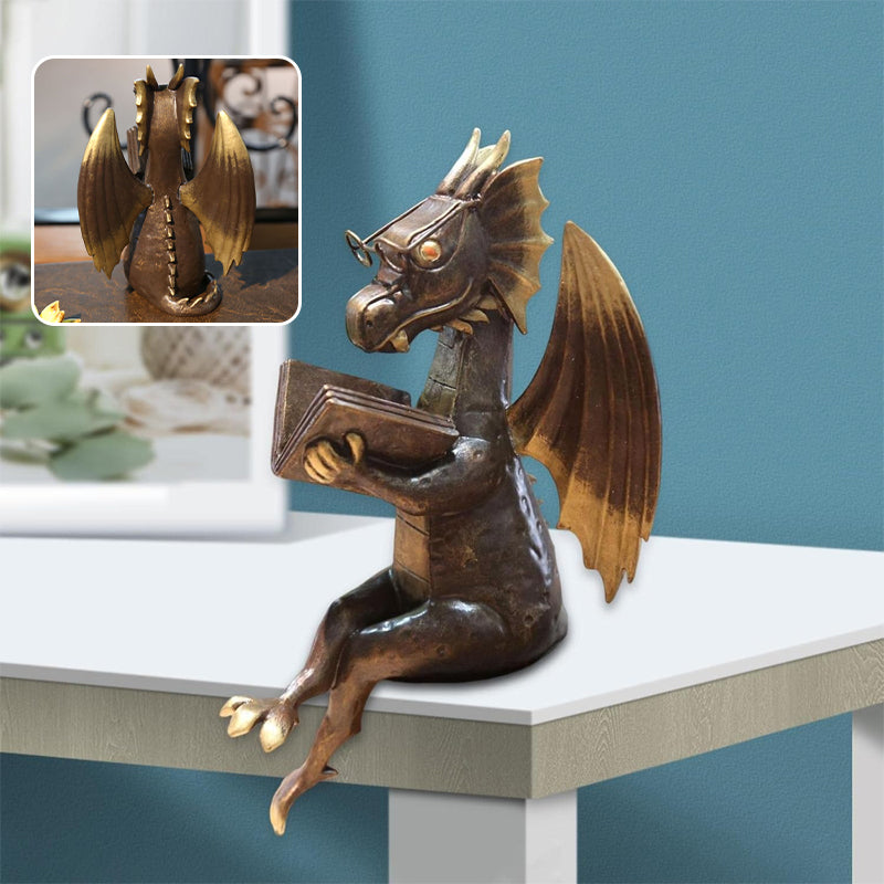 Dragon Reading Book Decorative Statue