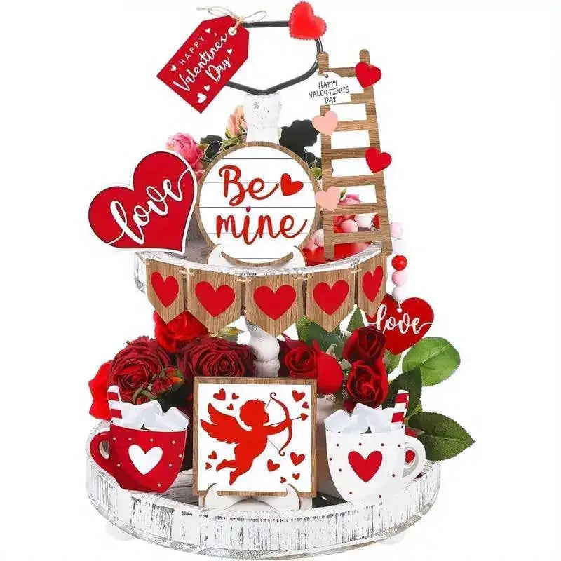 Valentine's Day Tiered Tray Decorations Set