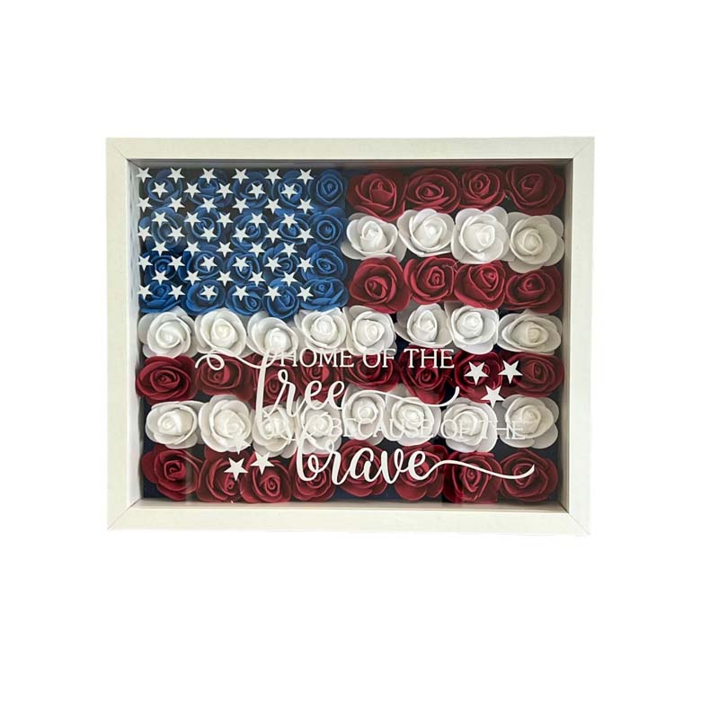 Patriotic Rolled Flower/Gnome Shadow Box