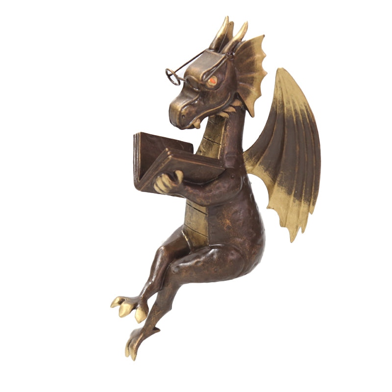 Dragon Reading Book Decorative Statue