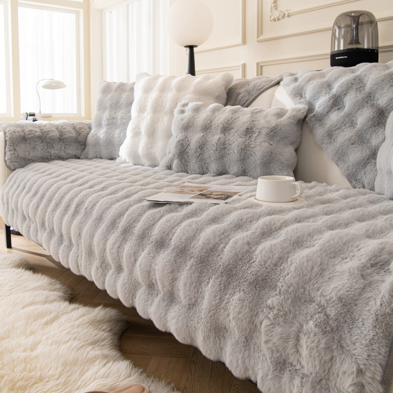 Rabbit Fur Plush Sofa Cushion