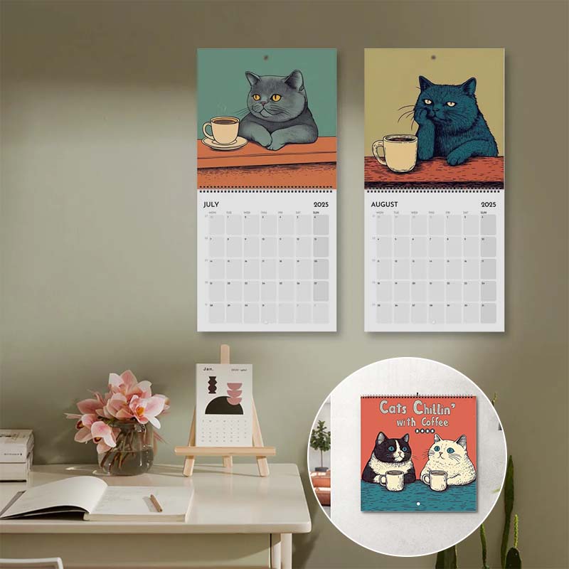 🐈2025 Cat Calendar - 📅Cats Chillin' With Coffee☕