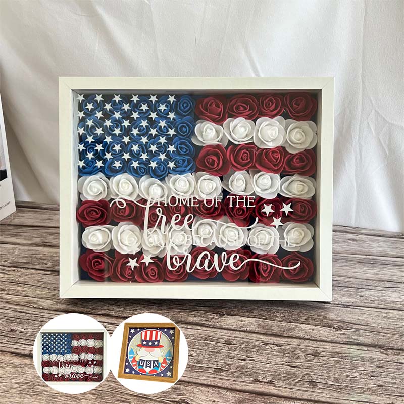 Patriotic Rolled Flower/Gnome Shadow Box