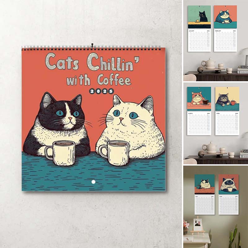 🐈2025 Cat Calendar - 📅Cats Chillin' With Coffee☕