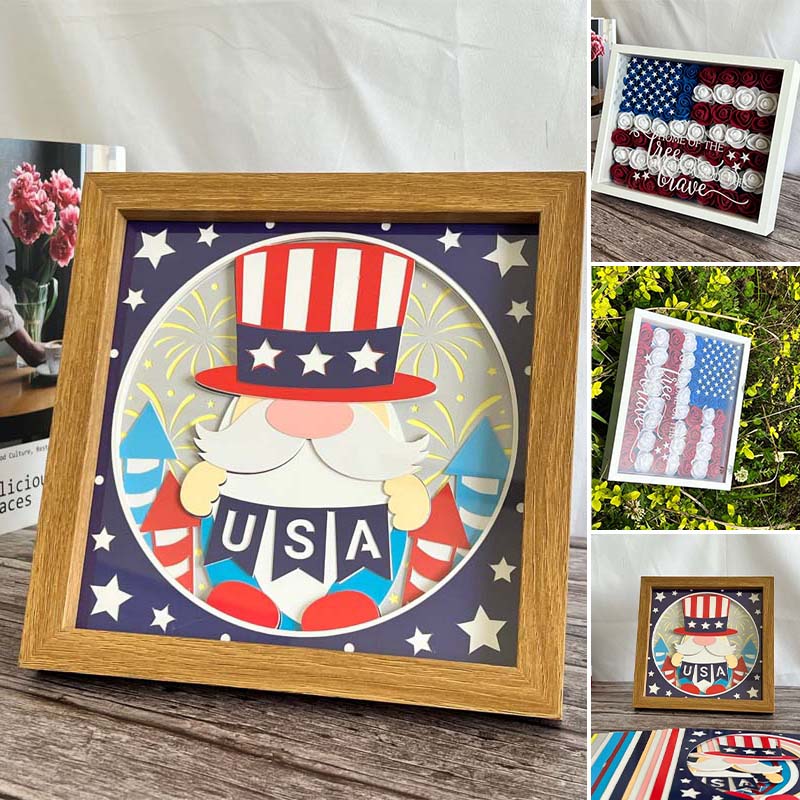 Patriotic Rolled Flower/Gnome Shadow Box