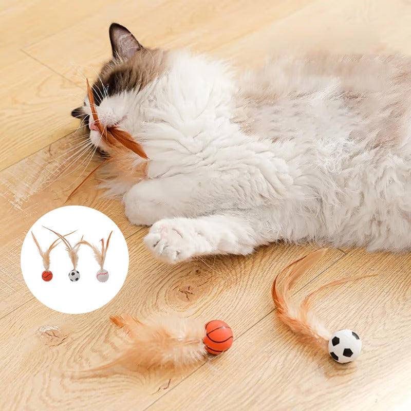 Interactive Feather Ball Toy Set for Cats (3 PCS)